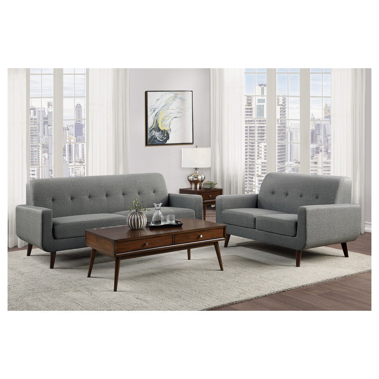 2pc Set: Love, Chair 9433GY*2