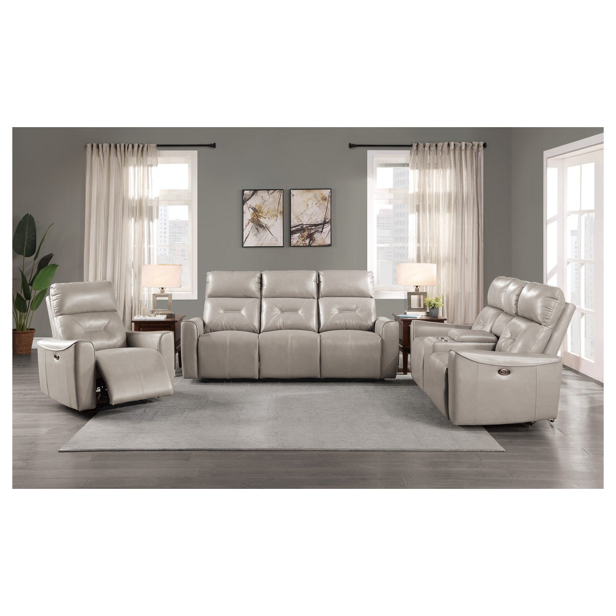 Power Double Reclining Love Seat with Center Console 9446CB-2PW