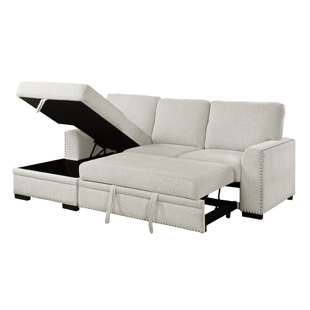 (2)2-Piece Sectional with Pull-out Bed and Left Chaise with Hidden Storage 9468BE*2LC2R