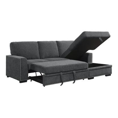 (2)2-Piece Sectional with Pull-out Bed and Right Chaise with Hidden Storage 9468CC*2RC2L