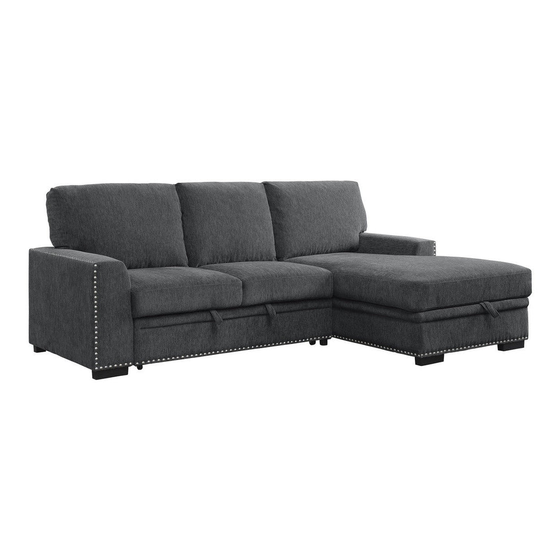 (2)2-Piece Sectional with Pull-out Bed and Right Chaise with Hidden Storage 9468CC*2RC2L