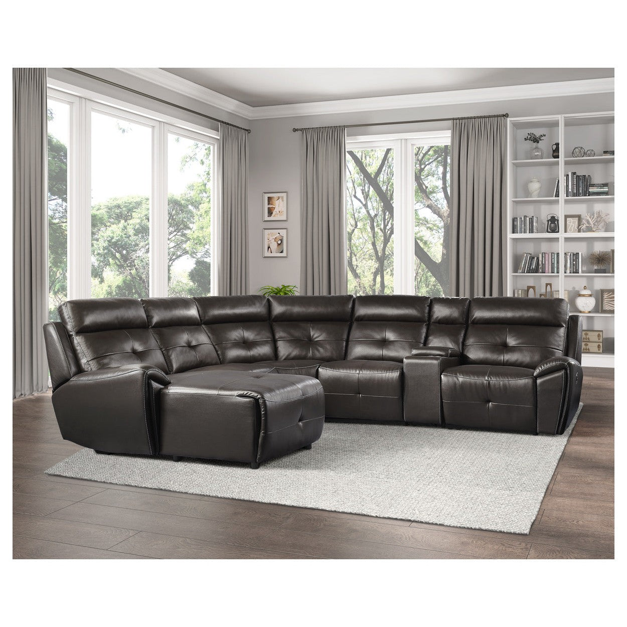 (6)6-Piece Modular Reclining Sectional with Left Chaise 9469DBR*6LCRR