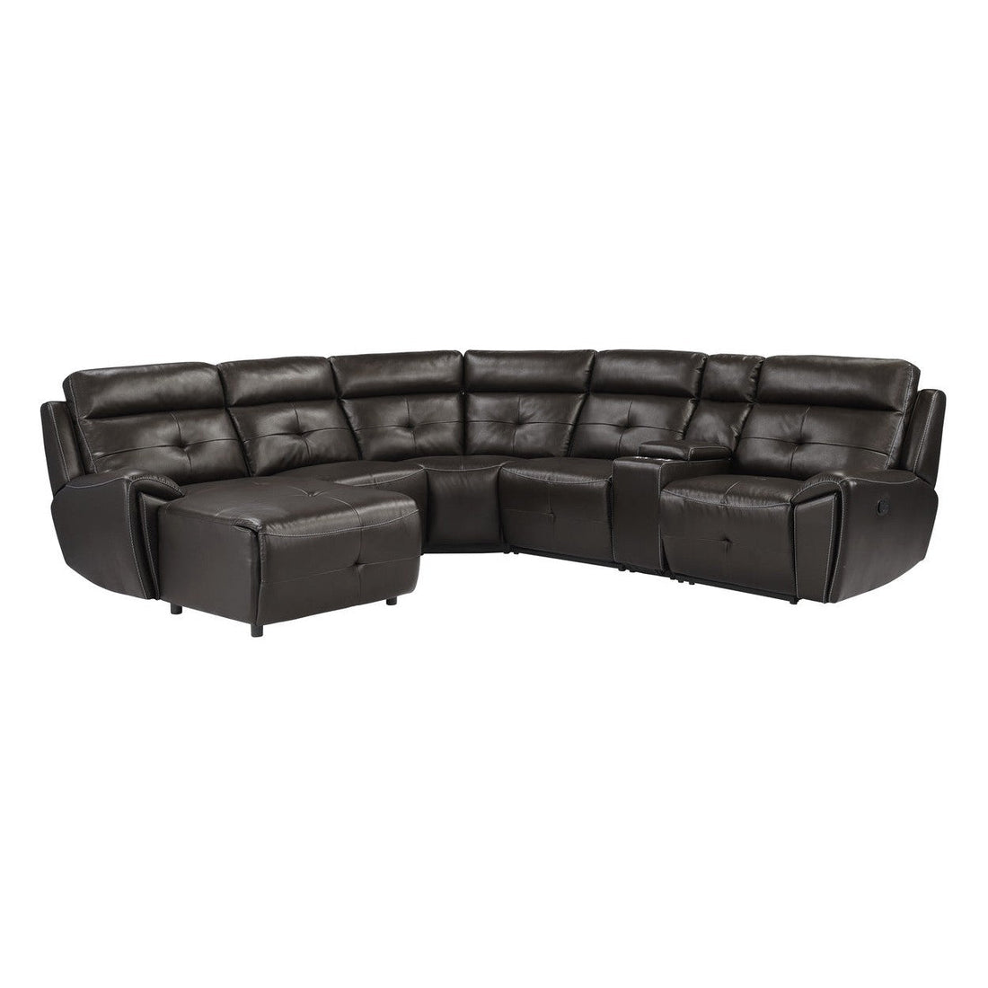 (6)6-Piece Modular Reclining Sectional with Left Chaise 9469DBR*6LCRR