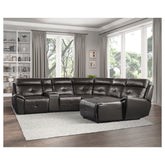(6)6-Piece Modular Reclining Sectional with Right Chaise 9469DBR*6LRRC