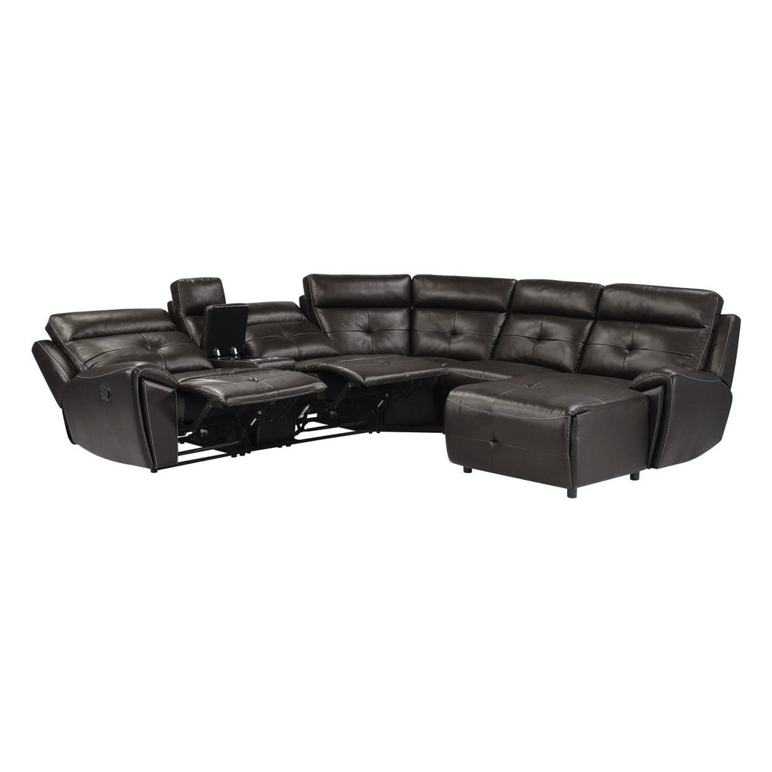 (6)6-Piece Modular Reclining Sectional with Right Chaise 9469DBR*6LRRC