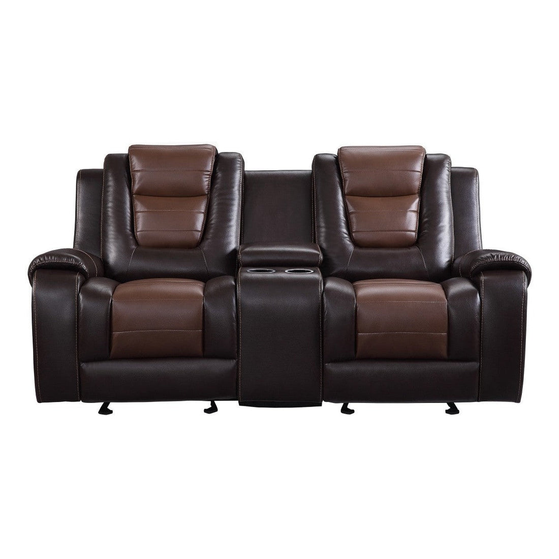 Double Glider Reclining Love Seat with Center Console 9470BR-2