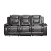 Double Reclining Sofa with Drop-Down Cup Holders 9470GY-3