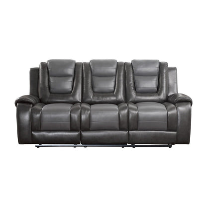 Double Reclining Sofa with Drop-Down Cup Holders 9470GY-3