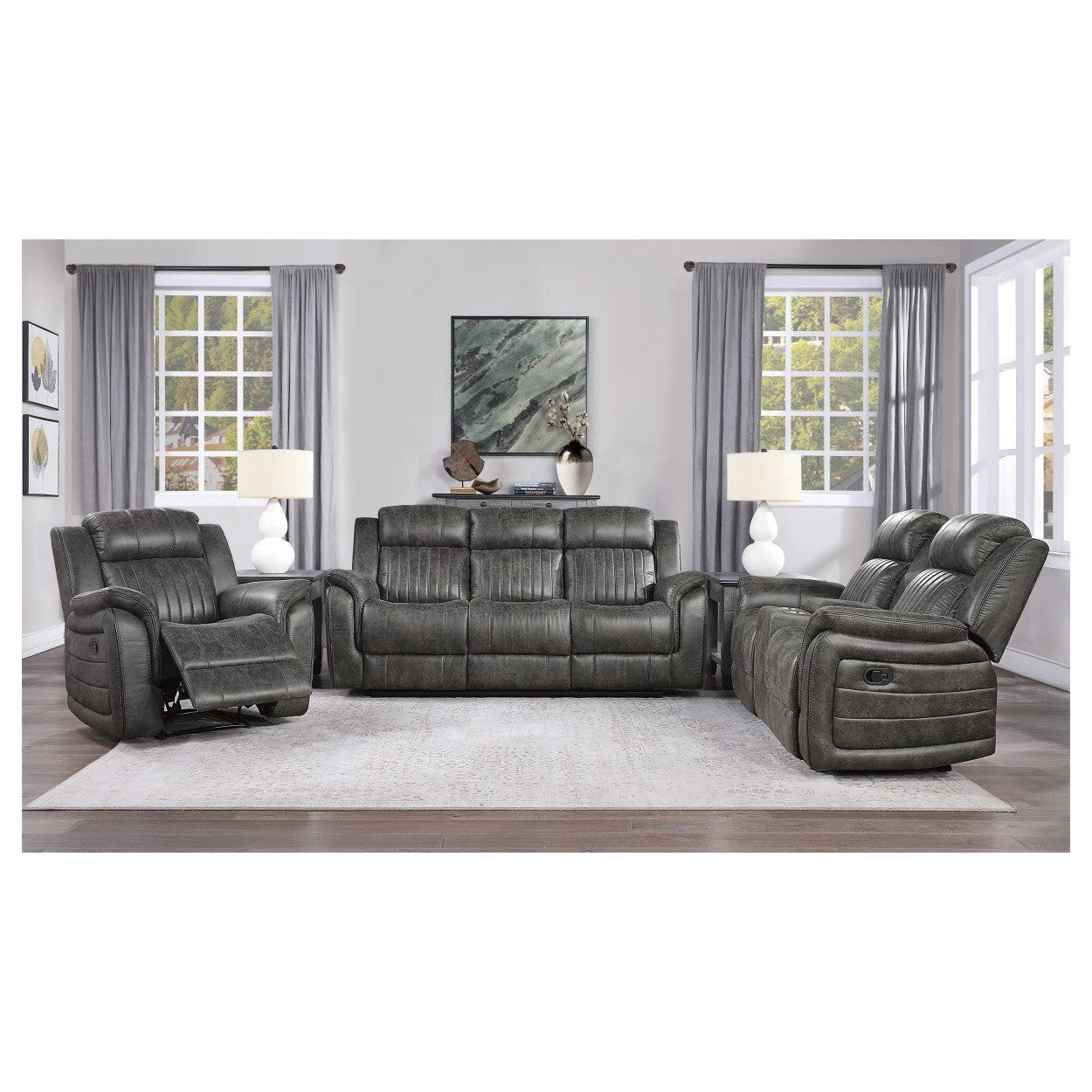 2pc Set: Sofa, Love 9479BRG*2