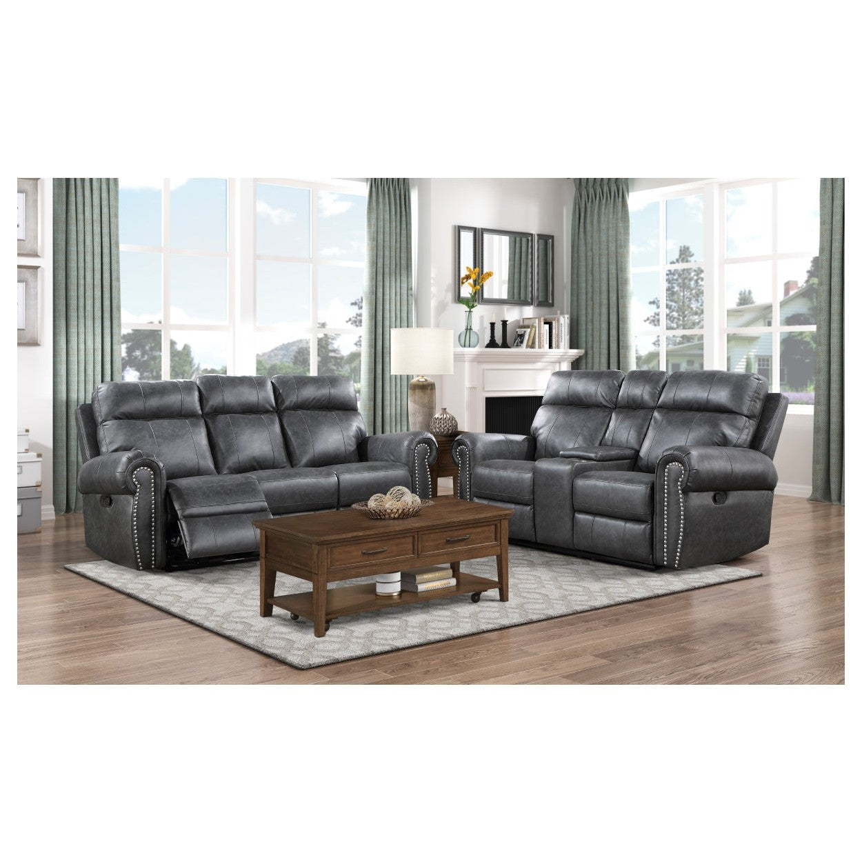 D. RECLN LOVE SEAT W/ CONSOLE 9488GY-2