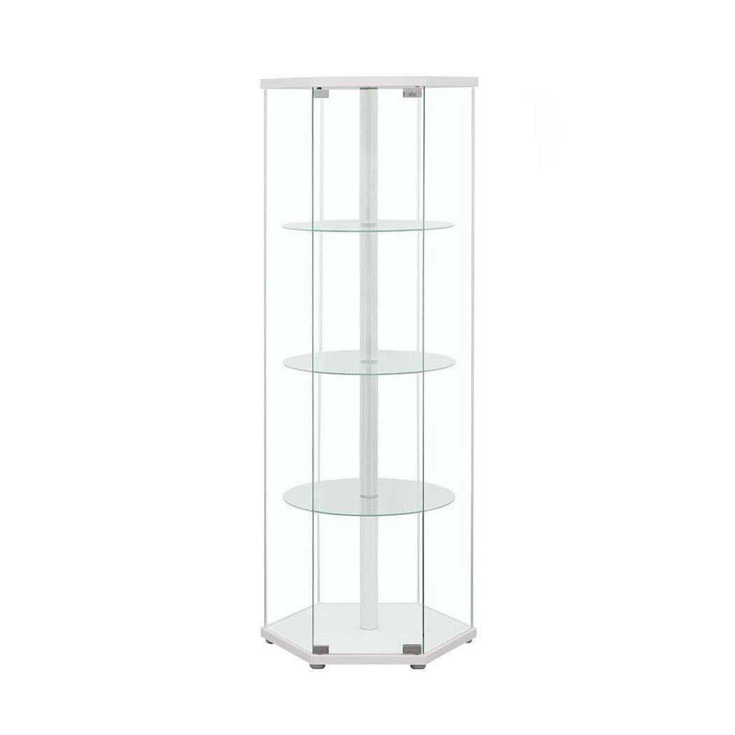 Zahavah 4-shelf Hexagon Shaped Curio Cabinet White and Clear 950001
