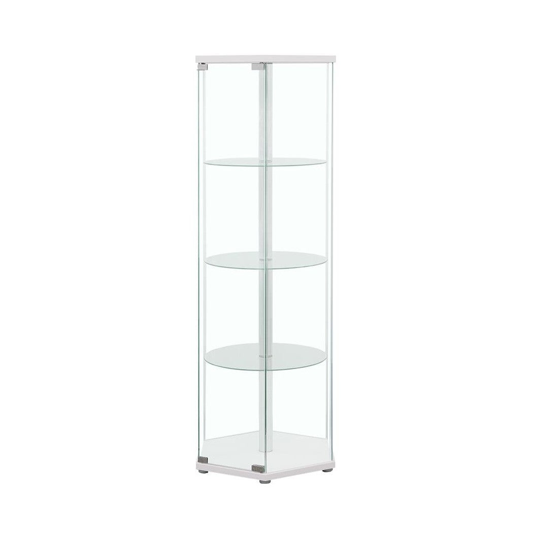 Zahavah 4-shelf Hexagon Shaped Curio Cabinet White and Clear 950001