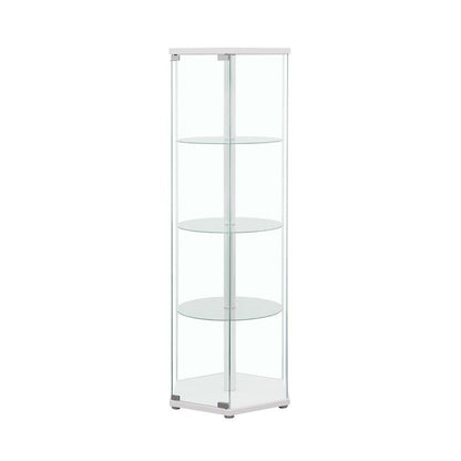 Zahavah 4-shelf Hexagon Shaped Curio Cabinet White and Clear 950001