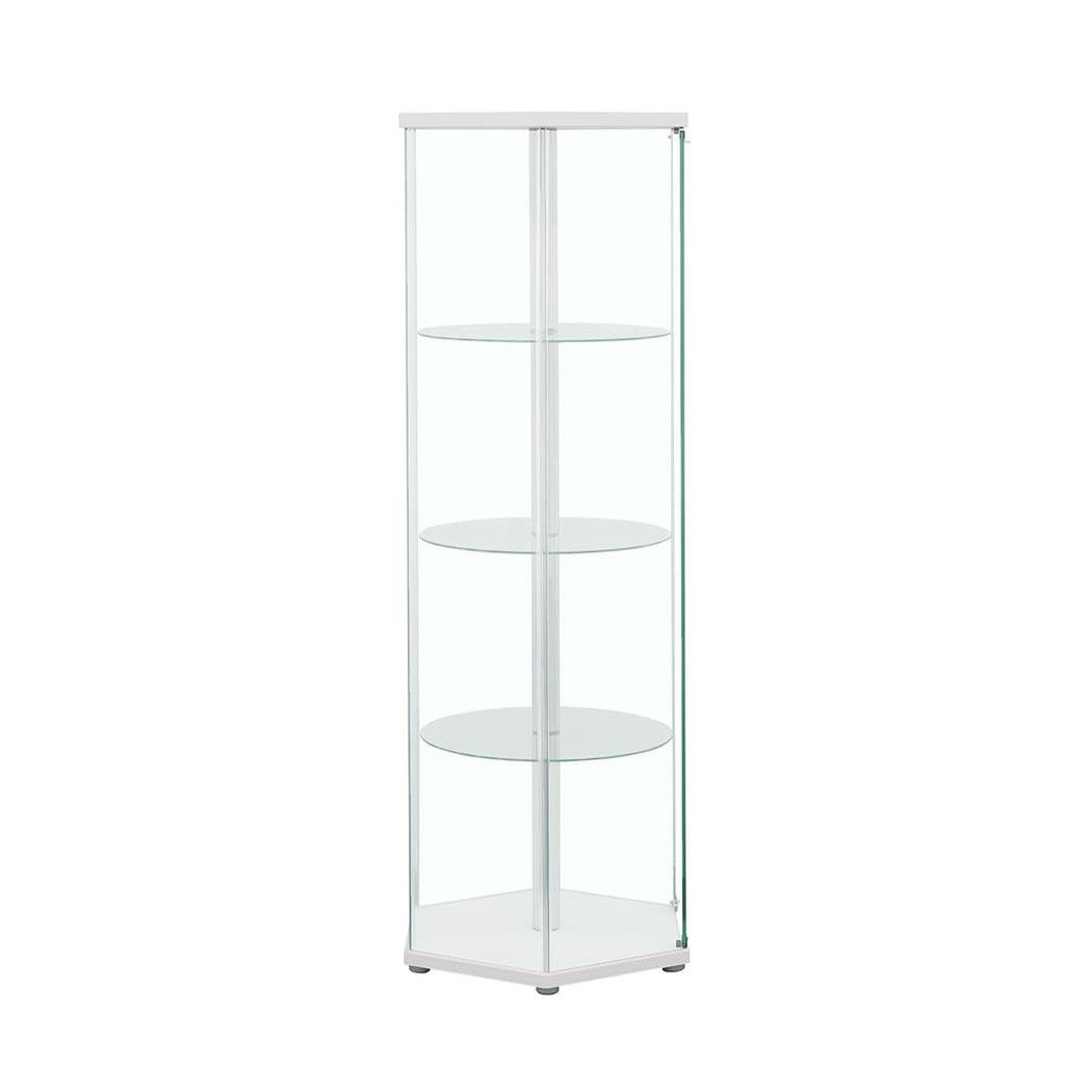 Zahavah 4-shelf Hexagon Shaped Curio Cabinet White and Clear 950001