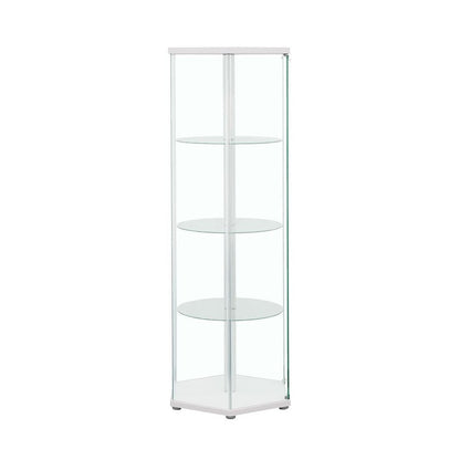 Zahavah 4-shelf Hexagon Shaped Curio Cabinet White and Clear 950001