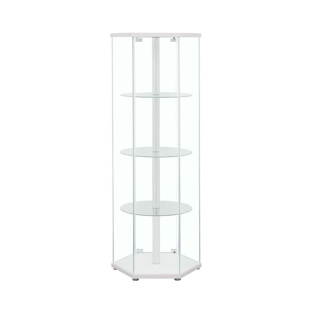 Zahavah 4-shelf Hexagon Shaped Curio Cabinet White and Clear 950001