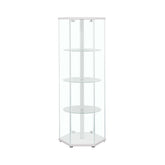 Zahavah 4-shelf Hexagon Shaped Curio Cabinet White and Clear 950001