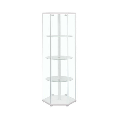 Zahavah 4-shelf Hexagon Shaped Curio Cabinet White and Clear 950001