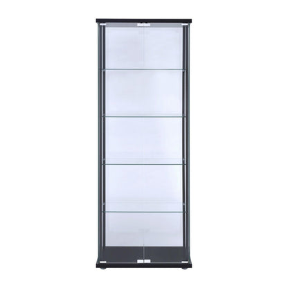 Delphinium 5-shelf Glass Curio Cabinet Black and Clear 950170