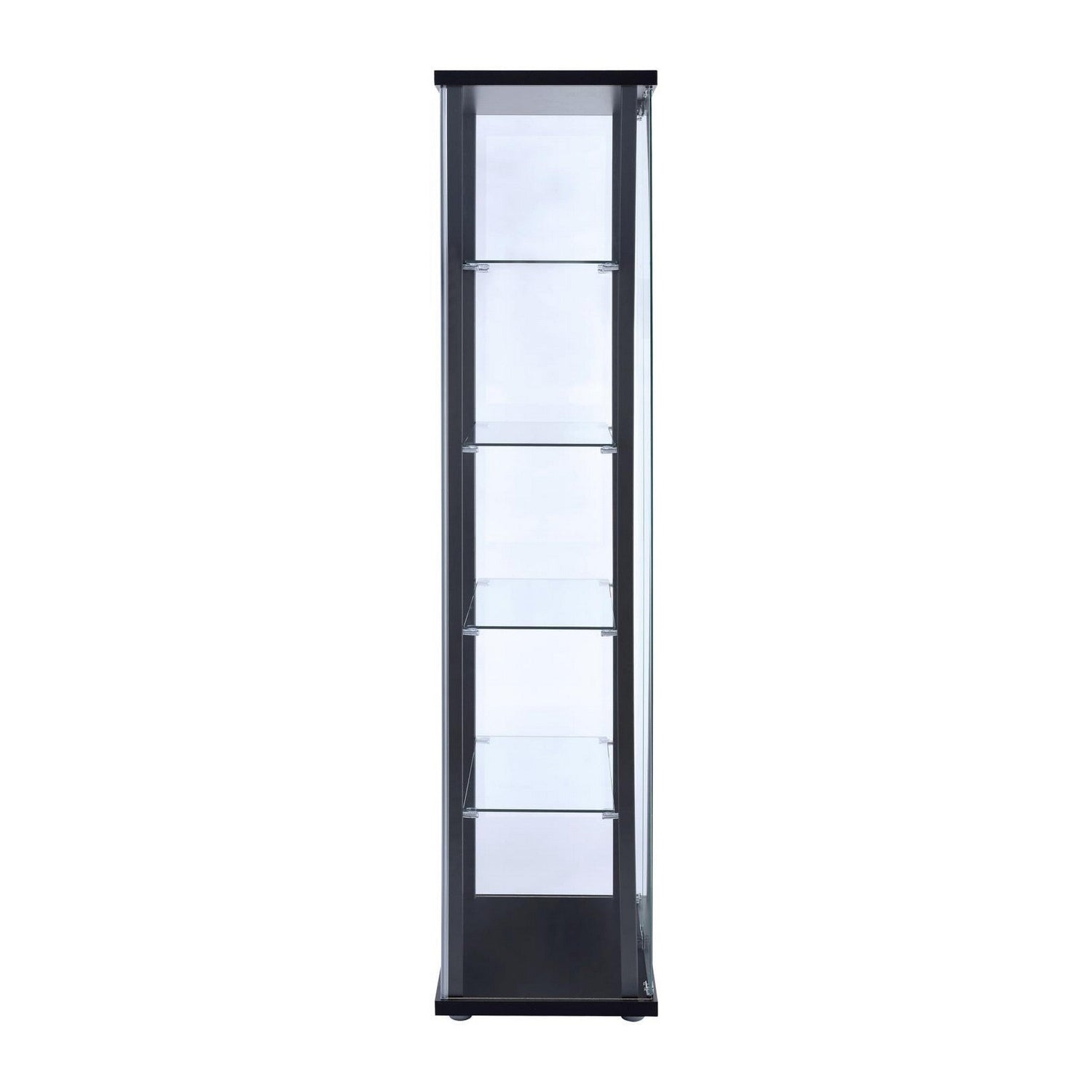 Delphinium 5-shelf Glass Curio Cabinet Black and Clear 950170