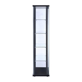Delphinium 5-shelf Glass Curio Cabinet Black and Clear 950170