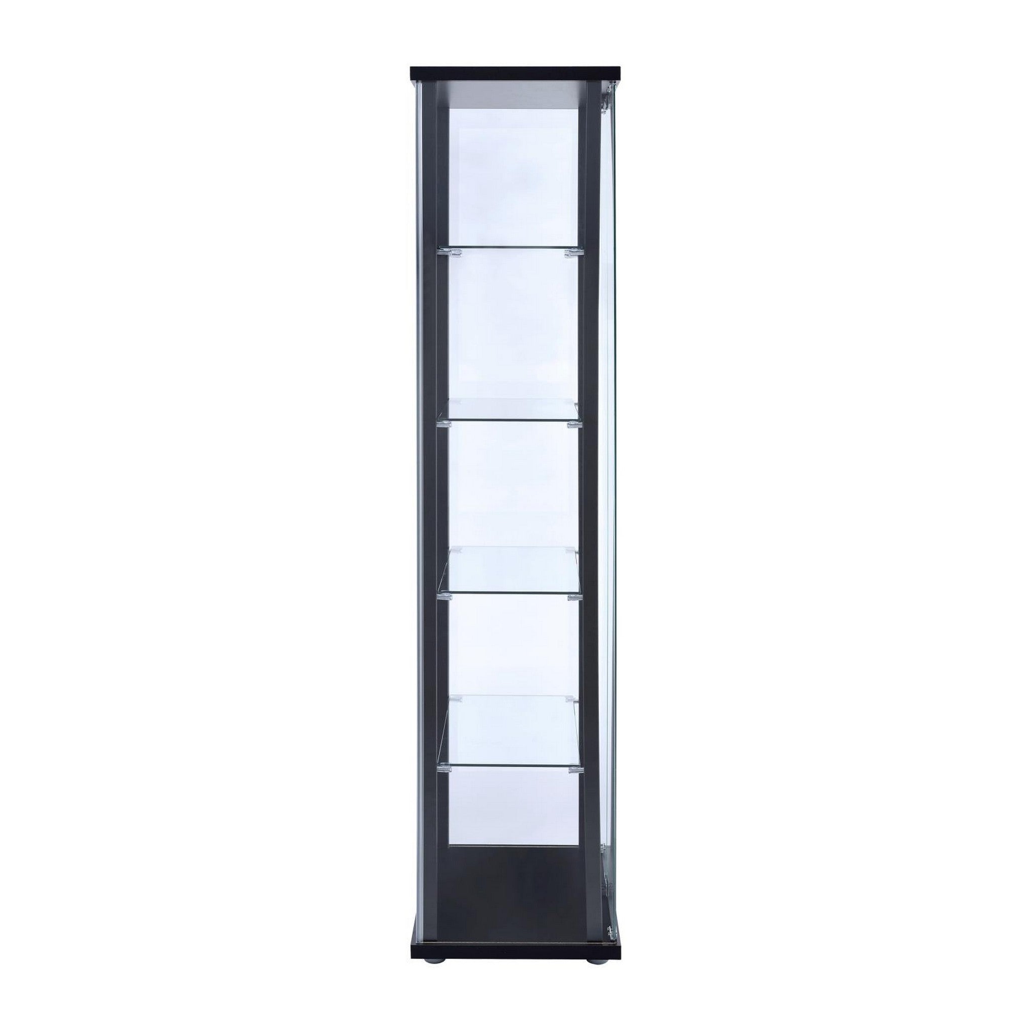 Delphinium 5-shelf Glass Curio Cabinet Black and Clear 950170