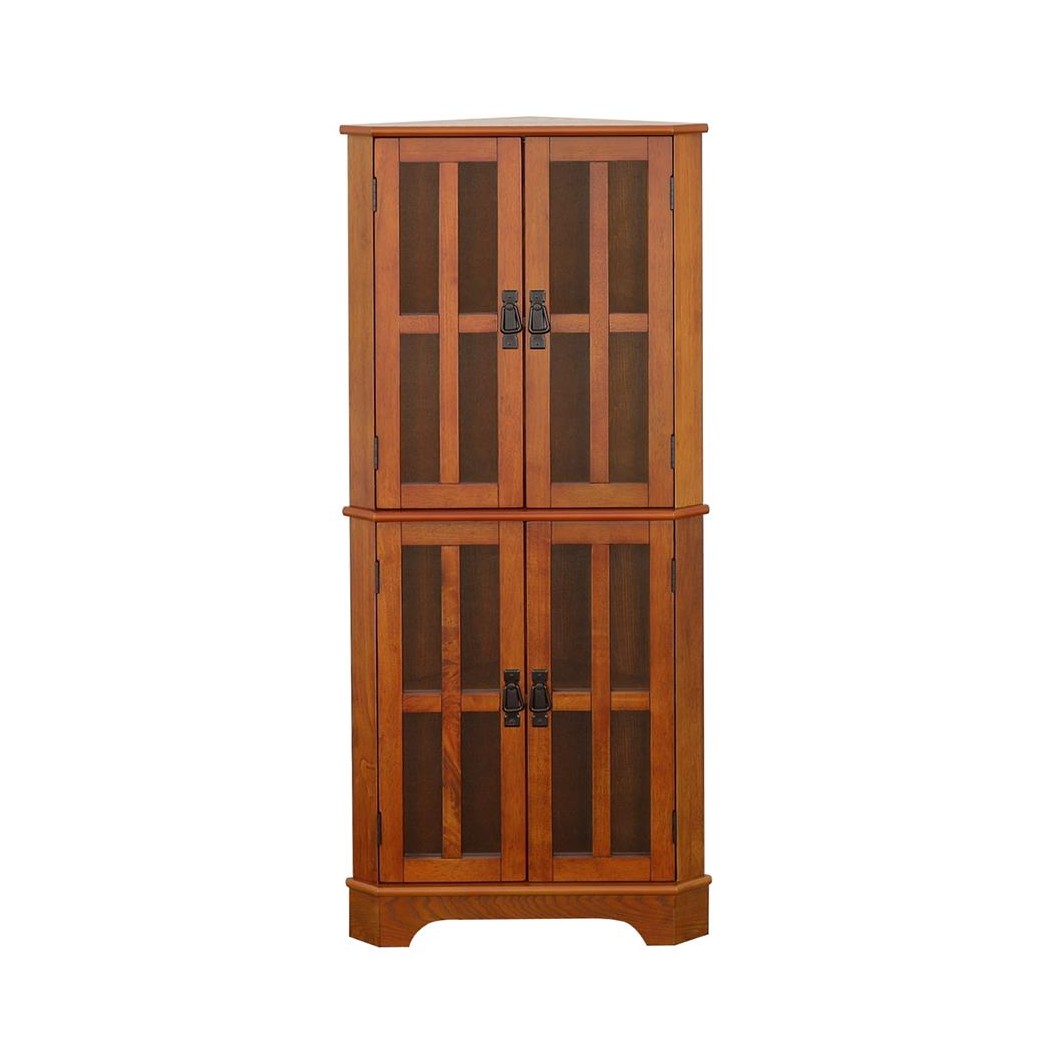 Coreosis 4-shelf Corner Curio Cabinet Golden Brown 950185