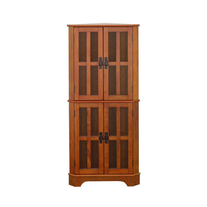 Coreosis 4-shelf Corner Curio Cabinet Golden Brown 950185