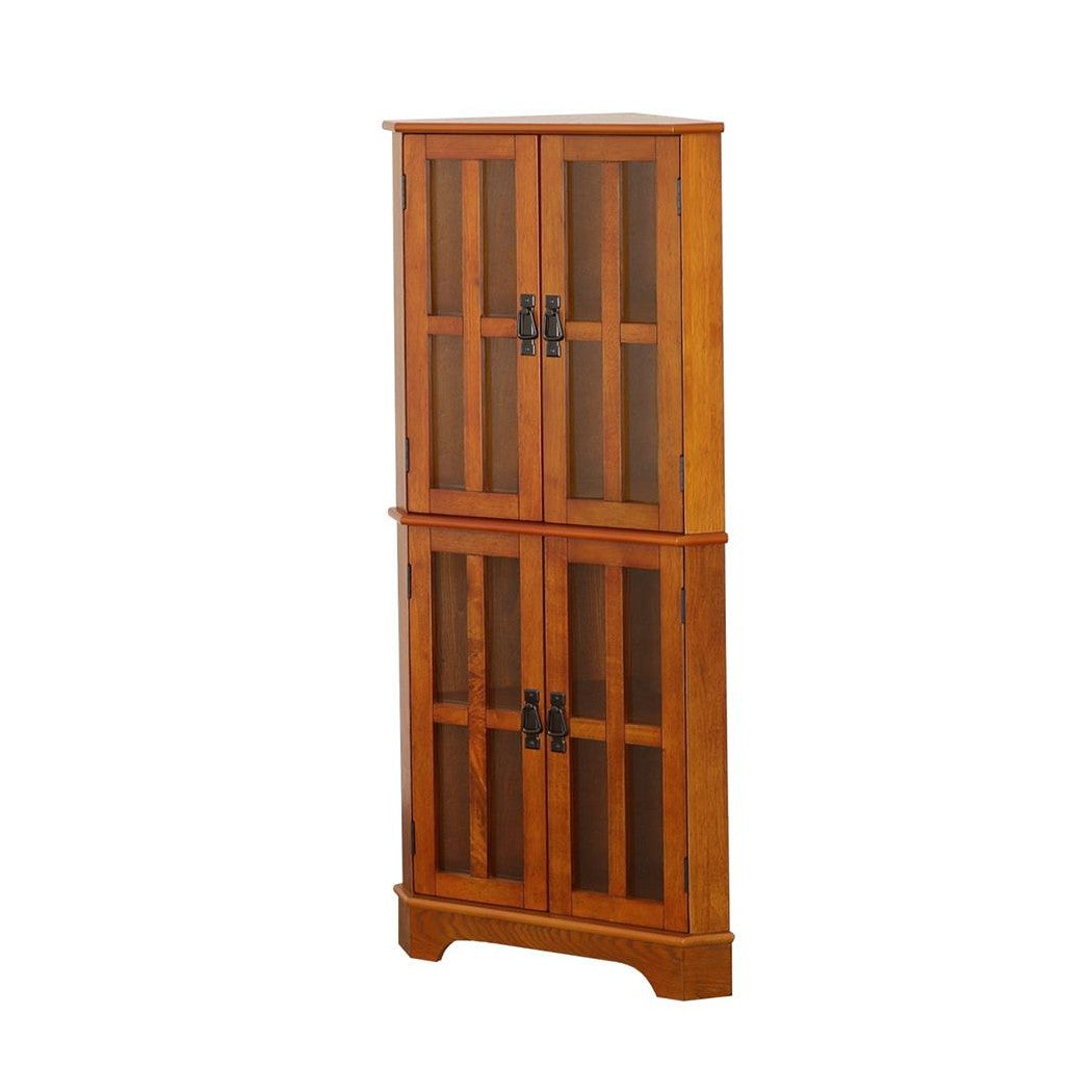 Coreosis 4-shelf Corner Curio Cabinet Golden Brown 950185