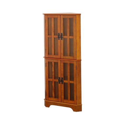 Coreosis 4-shelf Corner Curio Cabinet Golden Brown 950185