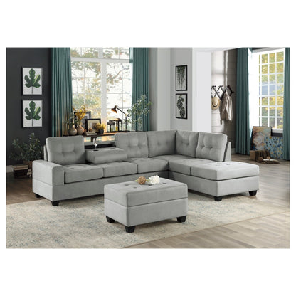 OTTOMAN W/ STORAGE, LIGHT GRAY 100% POLYESTER 9507GRY-4