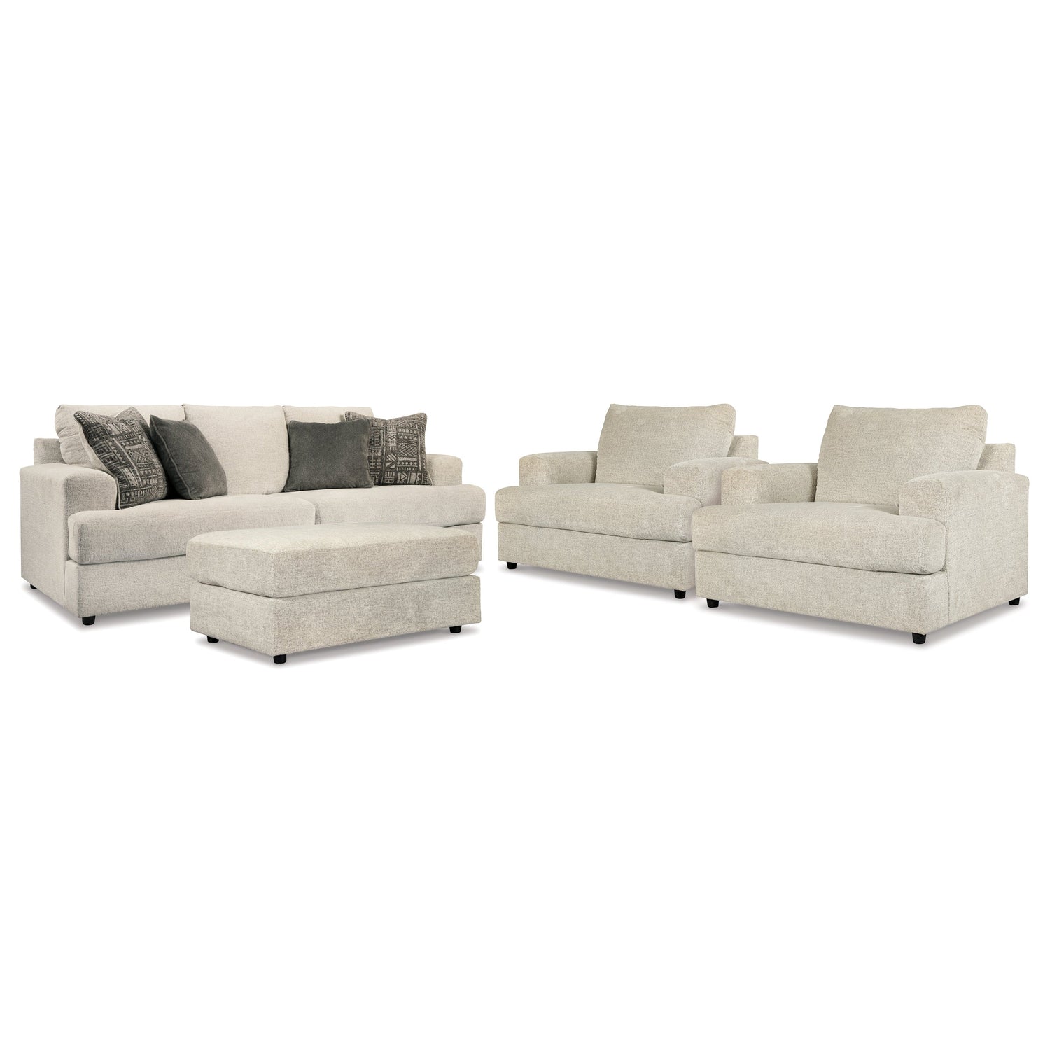 Soletren Sofa, 2 Chairs, and Ottoman Ash-95104U5