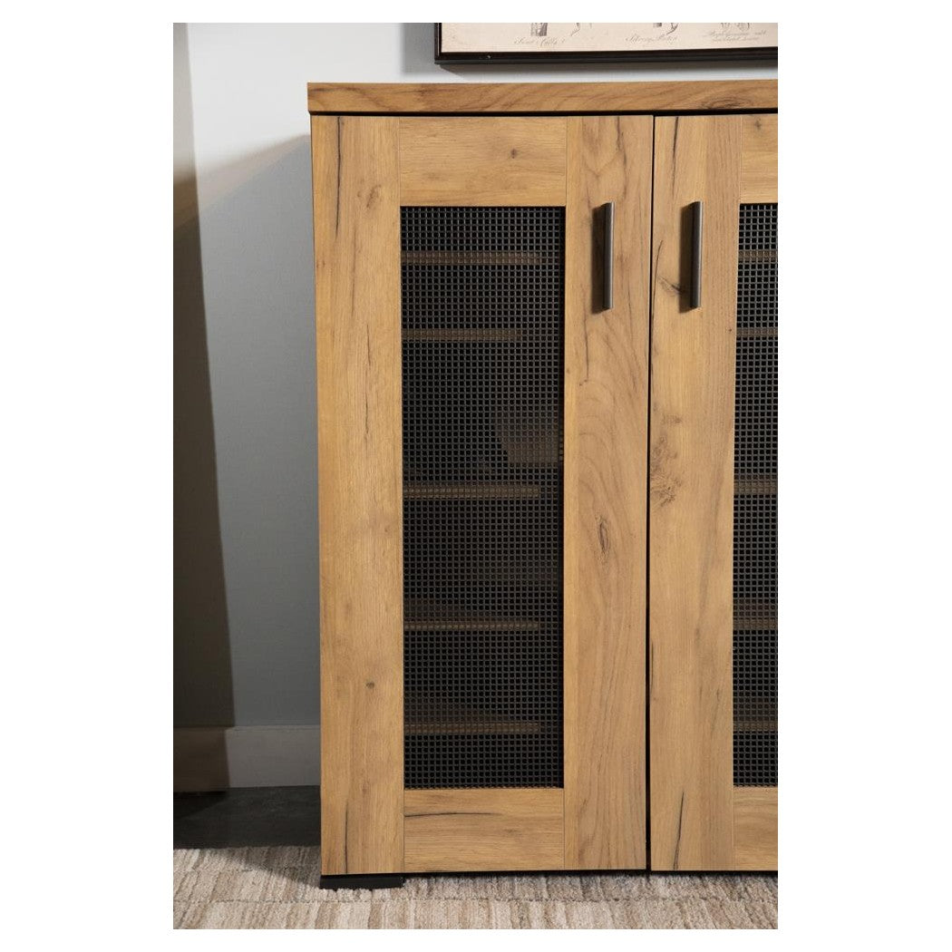 Bristol Metal Mesh Door Accent Cabinet Golden Oak 951107