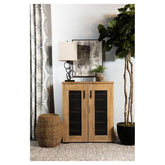 Bristol Metal Mesh Door Accent Cabinet Golden Oak 951107