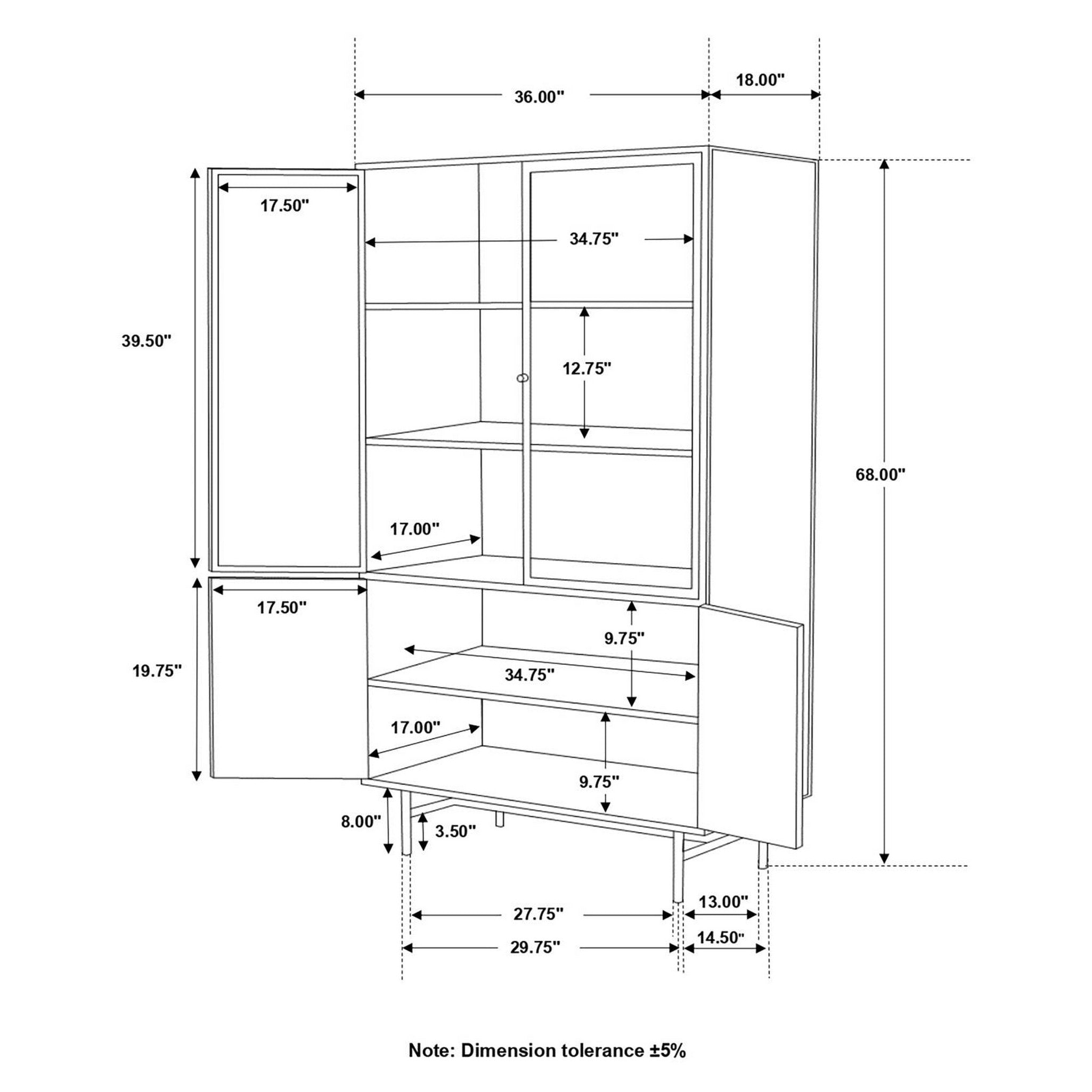 Santiago Rectangular 4-door Cabinet Matte Black 951134