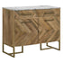 Keaton 2-door Accent Cabinet with Marble Top Natural and Antique Gold 951139