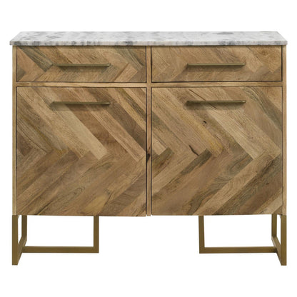 Keaton 2-door Accent Cabinet with Marble Top Natural and Antique Gold 951139