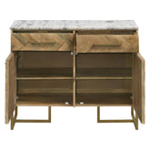 Keaton 2-door Accent Cabinet with Marble Top Natural and Antique Gold 951139