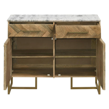 Keaton 2-door Accent Cabinet with Marble Top Natural and Antique Gold 951139