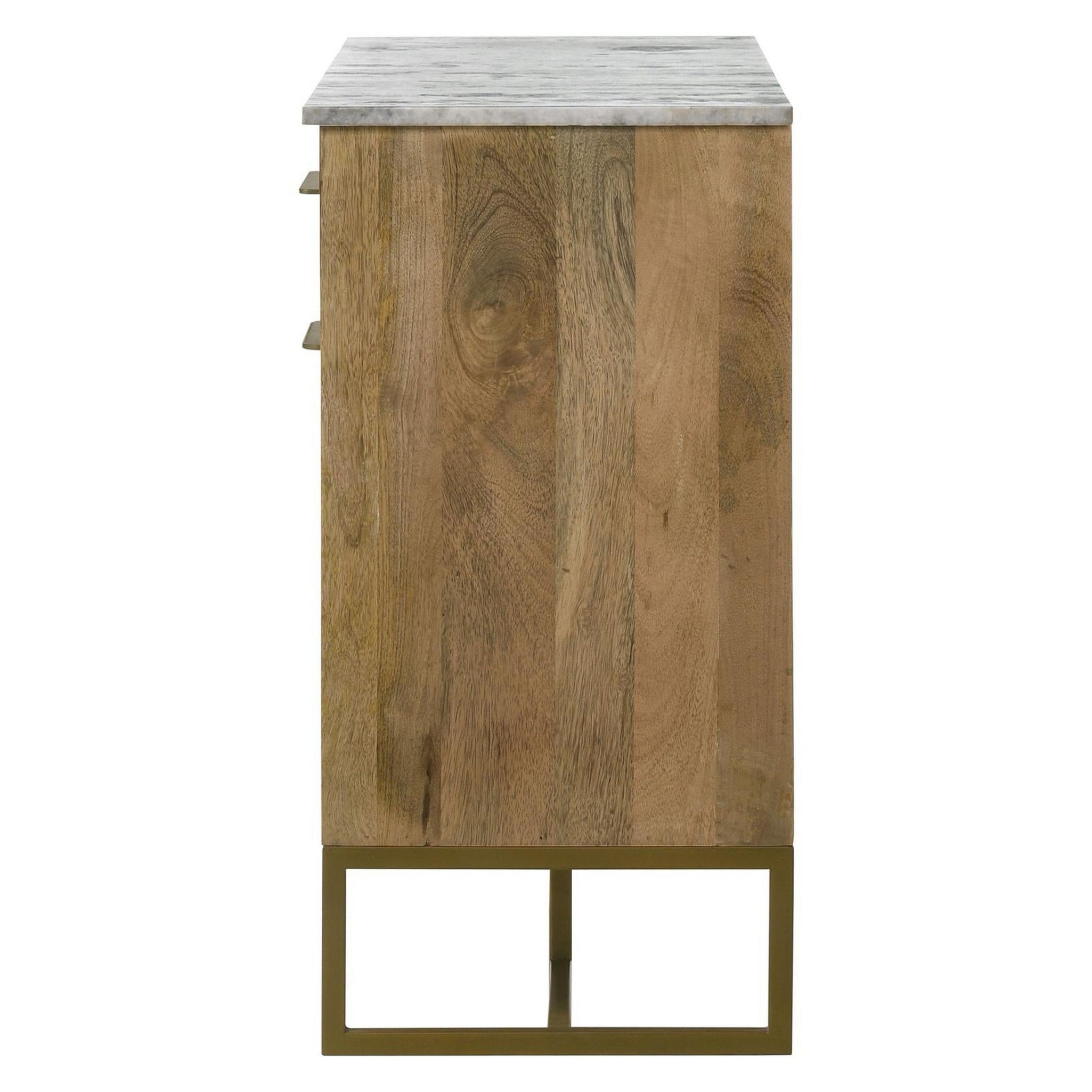 Keaton 2-door Accent Cabinet with Marble Top Natural and Antique Gold 951139
