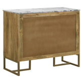 Keaton 2-door Accent Cabinet with Marble Top Natural and Antique Gold 951139