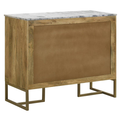 Keaton 2-door Accent Cabinet with Marble Top Natural and Antique Gold 951139