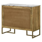 Keaton 2-door Accent Cabinet with Marble Top Natural and Antique Gold 951139