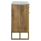 Keaton 2-door Accent Cabinet with Marble Top Natural and Antique Gold 951139