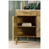 Keaton 2-door Accent Cabinet with Marble Top Natural and Antique Gold 951139