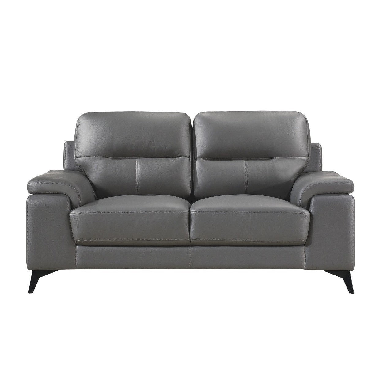 LOVE SEAT, DARK GRAY TOP GRAIN LEATHER MATCH PVC 9514DGY-2