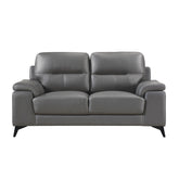 LOVE SEAT, DARK GRAY TOP GRAIN LEATHER MATCH PVC 9514DGY-2