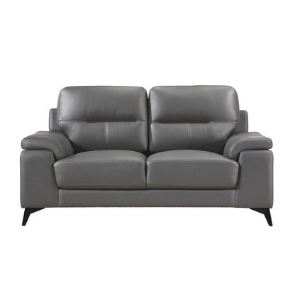 LOVE SEAT, DARK GRAY TOP GRAIN LEATHER MATCH PVC 9514DGY-2