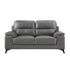 LOVE SEAT, DARK GRAY TOP GRAIN LEATHER MATCH PVC 9514DGY-2