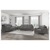 LOVE SEAT, DARK GRAY TOP GRAIN LEATHER MATCH PVC 9514DGY-2
